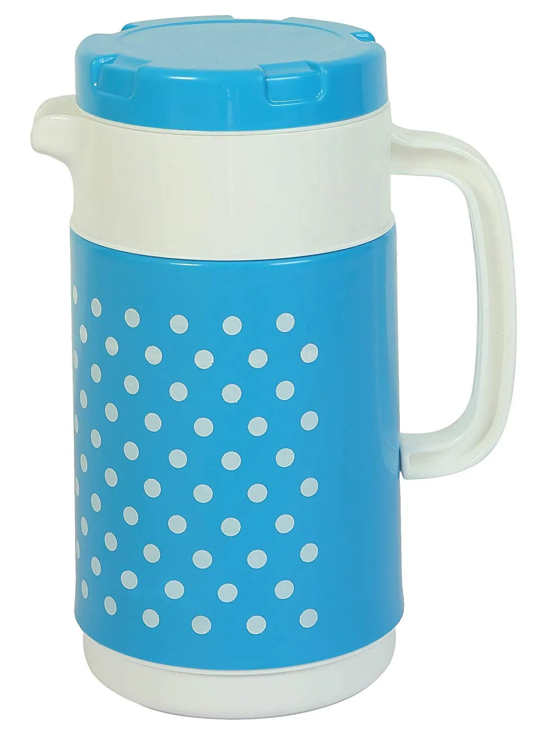 Kuber Industries Polka Dots Design 2 Pieces Insulated Orchid Tuff Jug Flask 1500 Ml (Blue)