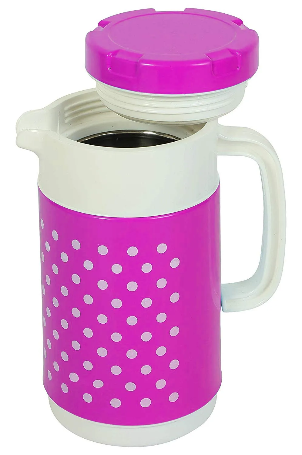 Kuber Industries Polka Dots Design 2 Pieces Insulated Orchid Tuff Jug Flask 1500 ML (Pink & Blue)