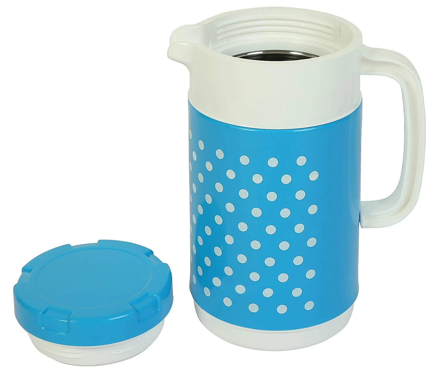 Kuber Industries Polka Dots Design 2 Pieces Insulated Orchid Tuff Jug Flask 1500 ML (Pink & Blue)