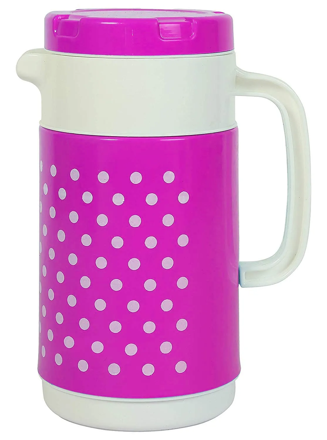 Kuber Industries Polka Dots Design 2 Pieces Insulated Orchid Tuff Jug Flask 1500 ML (Pink)