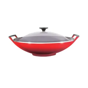 Le Creuset Wok & Glass Lid 36cm Cerise