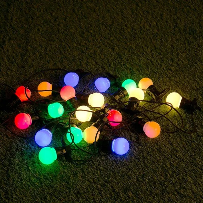 LED 20x Globe Lightbulb Festoon String - Coloured