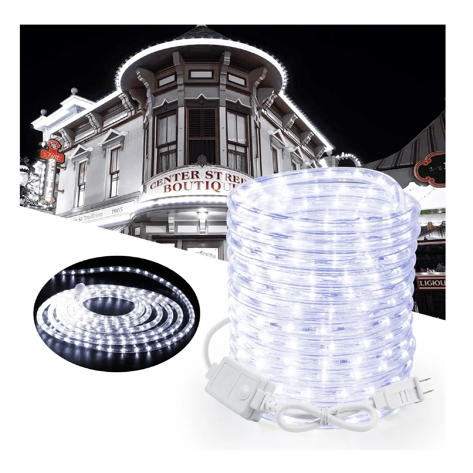 LED Rope Lights, 32.8ft 240 LED Christmas Tube String Lights, Connectable Indoor Outdoor Clear Tube Decorative Lighting for Garden