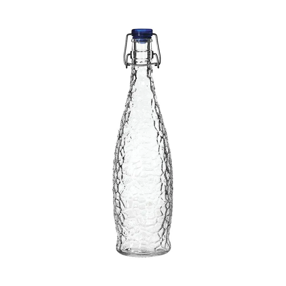 Libbey 13150122 34 oz. Glacier Oil / Vinegar / Water Bottle with Blue Wire Bail Lid - Case of 6 Pcs