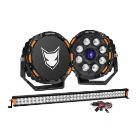 Lightfox 9 inch Osram Laser LED Driving Lights   40 inch LED Dual Row Light Bar   Wiring Kit