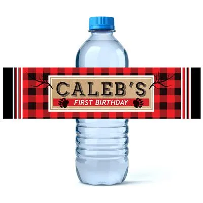 Lumberjack Birthday Water Bottle Labels