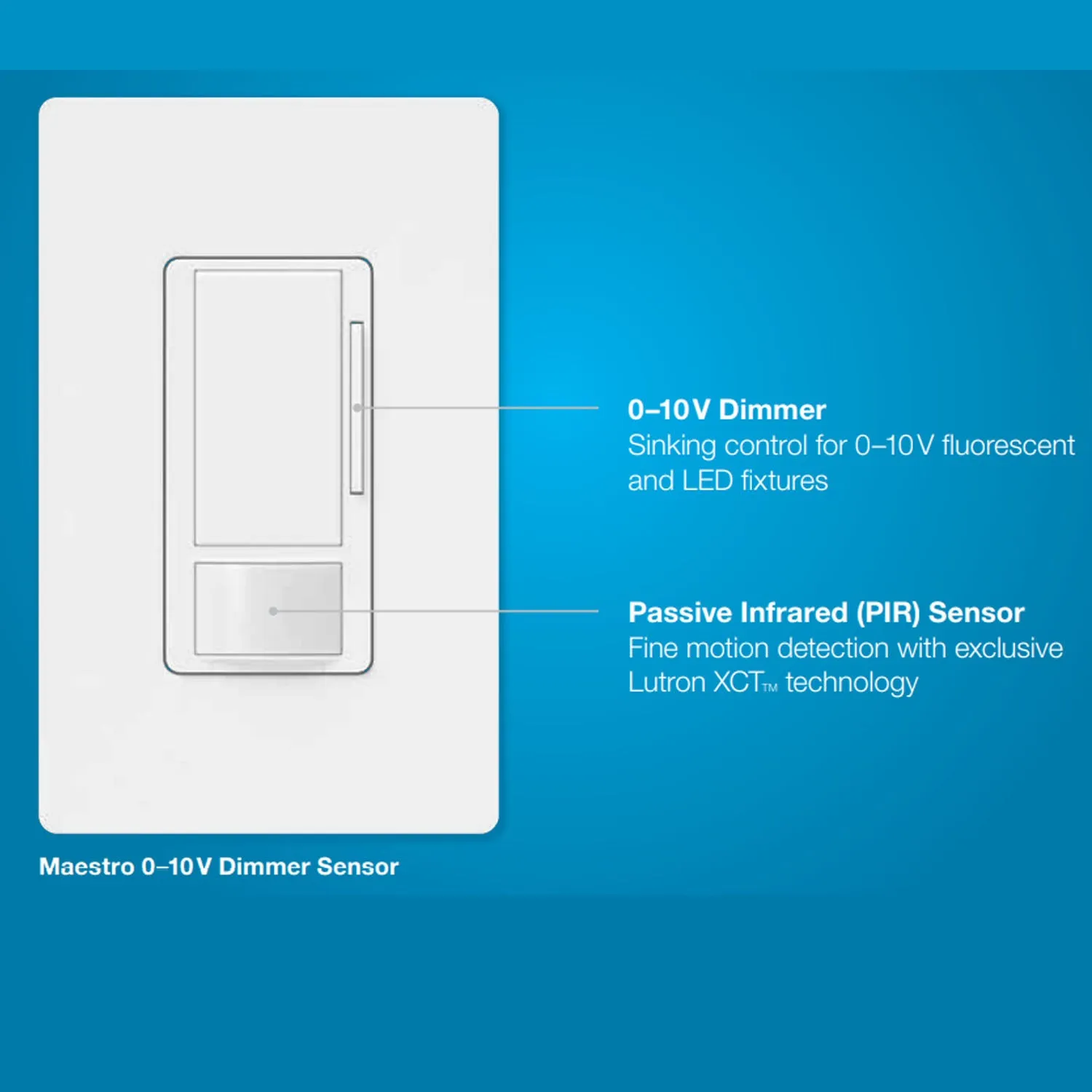 Maestro 120-277V Vacancy Motion Sensor Switch with 0-10V Dimmer PIR, 3-Way/Multi-Location, White