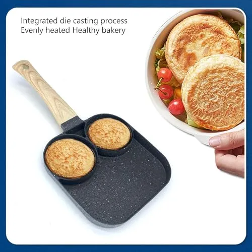 MD'S Home Egg Frying Pan Nonstick Pancake Pans 4-Cups cookware Pancake, Omelette Pan,Idli Non stic plat Harmless with Handle for Electric Stove for Kitchen for Induction Cooker. (GREY)