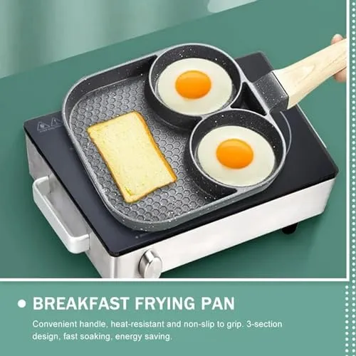 MD'S Home Egg Frying Pan Nonstick Pancake Pans 4-Cups cookware Pancake, Omelette Pan,Idli Non stic plat Harmless with Handle for Electric Stove for Kitchen for Induction Cooker. (GREY)