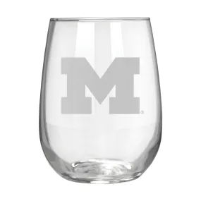 Michigan Wolverines 17 oz. Stemless Wine Glass