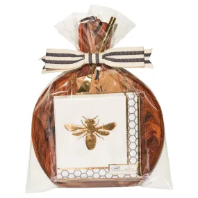 Mini Acacia Wood Board   Napkin Gift Kit: Honeybee – 9" x 8"