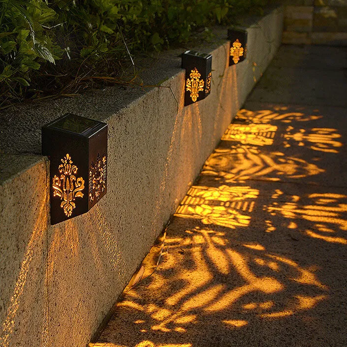 Modern Creative Hollow Plastic Waterproof Solar LED Outdoor Wall Light