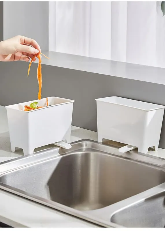 MosQuick® Kitchen Sink Waste Collector for leftover food its a small dustbin for kitchen sink must have kitchen sink accessories items perfect kitchen sink organizer & kitchen sink strainer -White