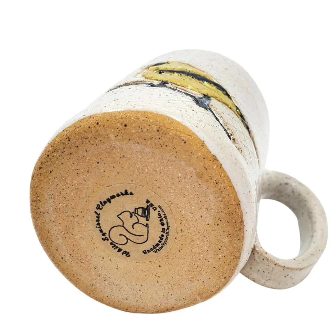 Mug - 16oz - Goldfinch Patterned Ceramic Mug (A or B) by White Squirrel Clayworks