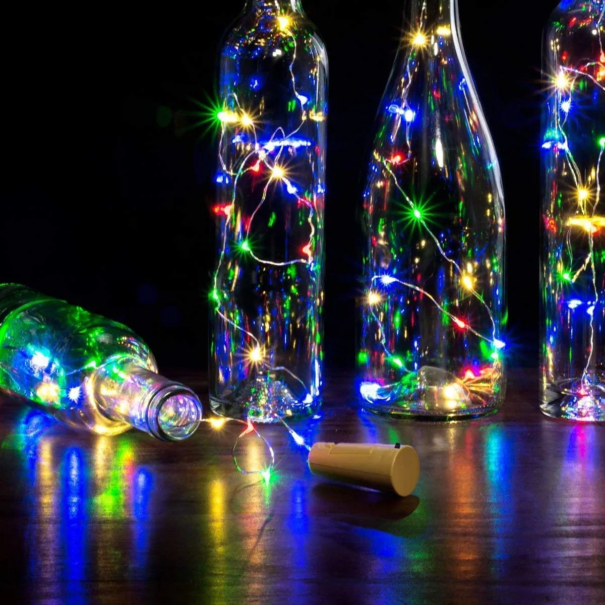 Multicoloured 20 LED Wine Bottle Cork Lights Copper Wire String Lights 2M Battery Powered