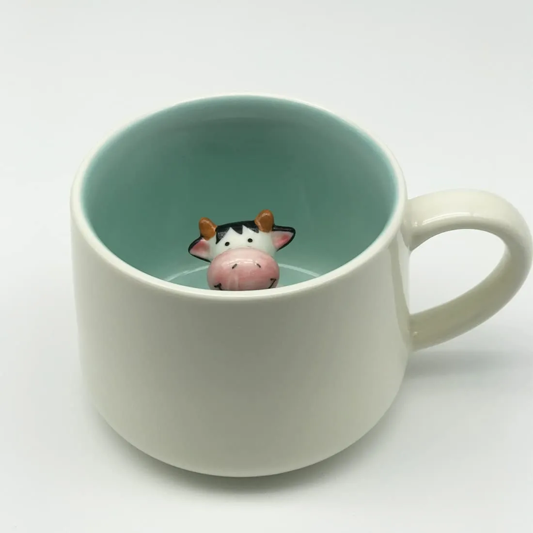 NOSCOMP 3D Animal Cup Coffee Mug Comes with a Cute Inside Creative Morning Mug Animal Cup for Hot and Cold Tea Milk Coffee Perfect for Kids Decorations Best Office Cups (Cow), 400 Milliliter,Ceramic