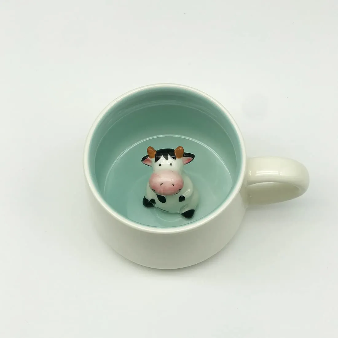 NOSCOMP 3D Animal Cup Coffee Mug Comes with a Cute Inside Creative Morning Mug Animal Cup for Hot and Cold Tea Milk Coffee Perfect for Kids Decorations Best Office Cups (Cow), 400 Milliliter,Ceramic