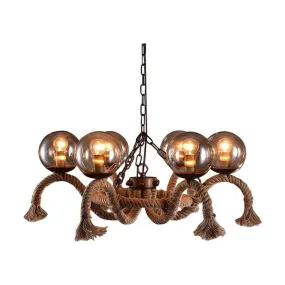 Old-Fashioned 6-Light Glass Rope Chandelier