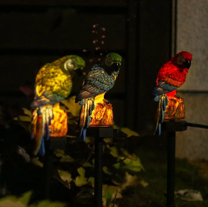 Outdoor Solar Waterproof Colorful Resin Parrot LED Lawn Insert Landscape Light