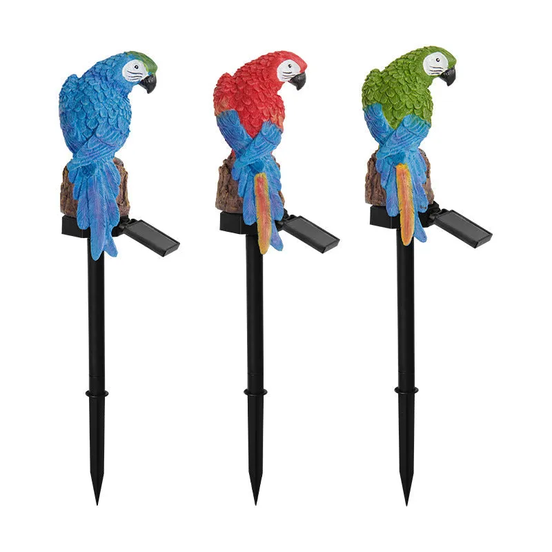 Outdoor Solar Waterproof Colorful Resin Parrot LED Lawn Insert Landscape Light