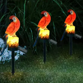 Outdoor Solar Waterproof Colorful Resin Parrot LED Lawn Insert Landscape Light