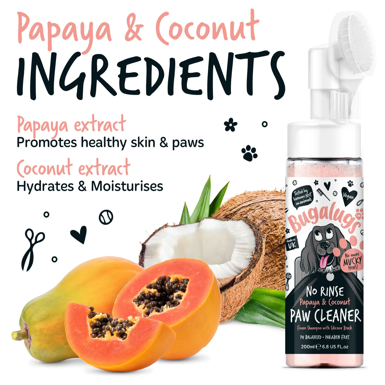 Papaya & Coconut No Rinse Paw Cleaner for Dogs & Cats