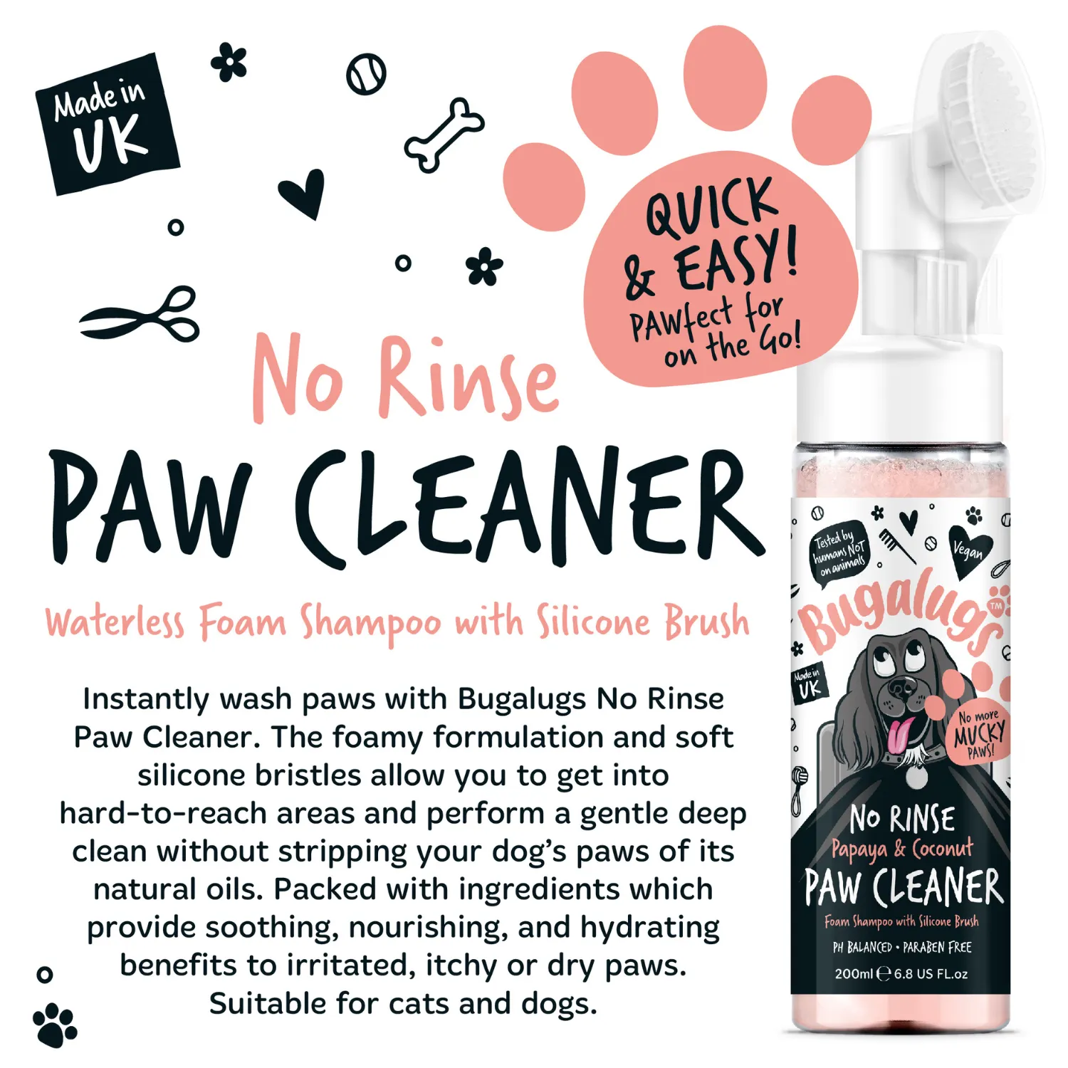 Papaya & Coconut No Rinse Paw Cleaner for Dogs & Cats