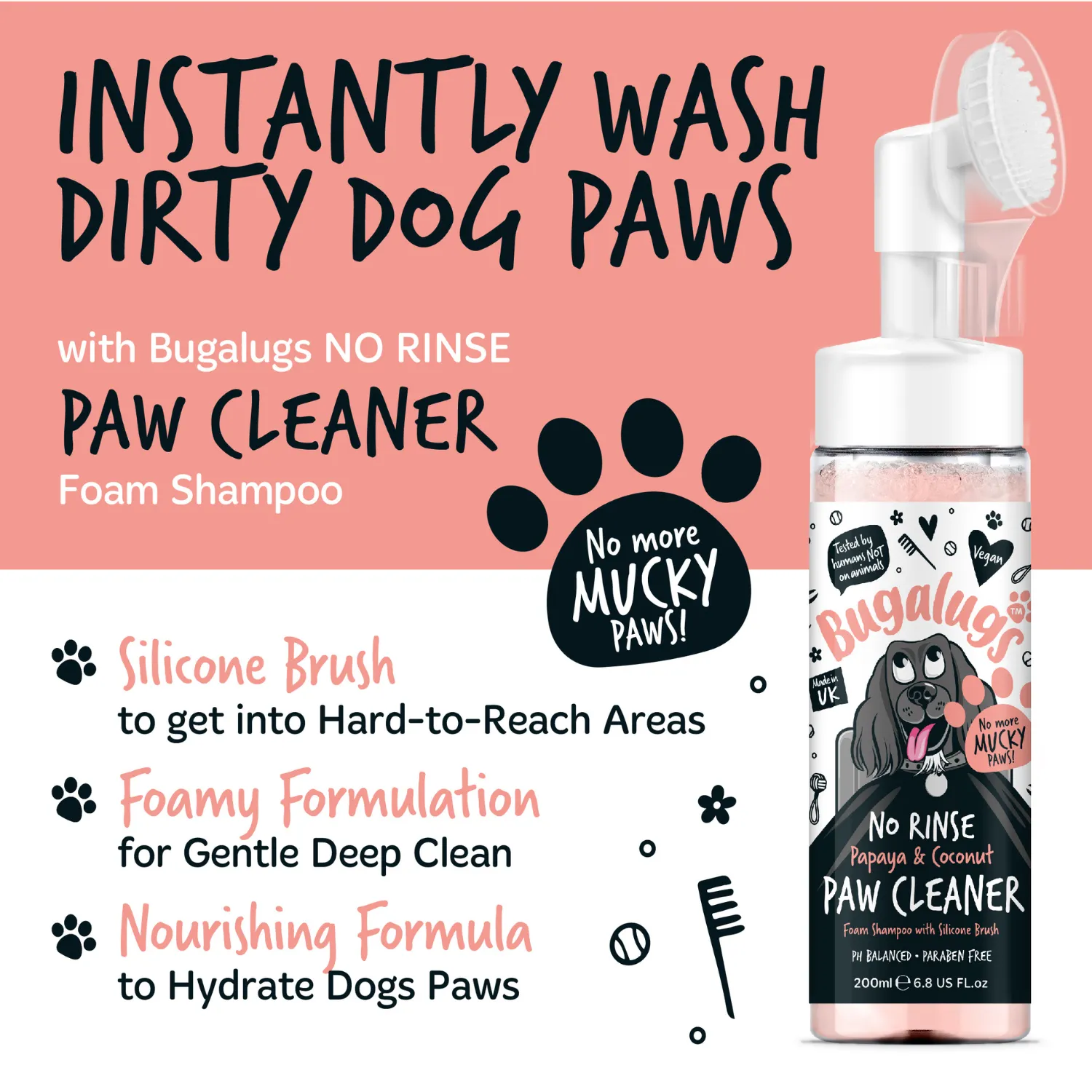 Papaya & Coconut No Rinse Paw Cleaner for Dogs & Cats