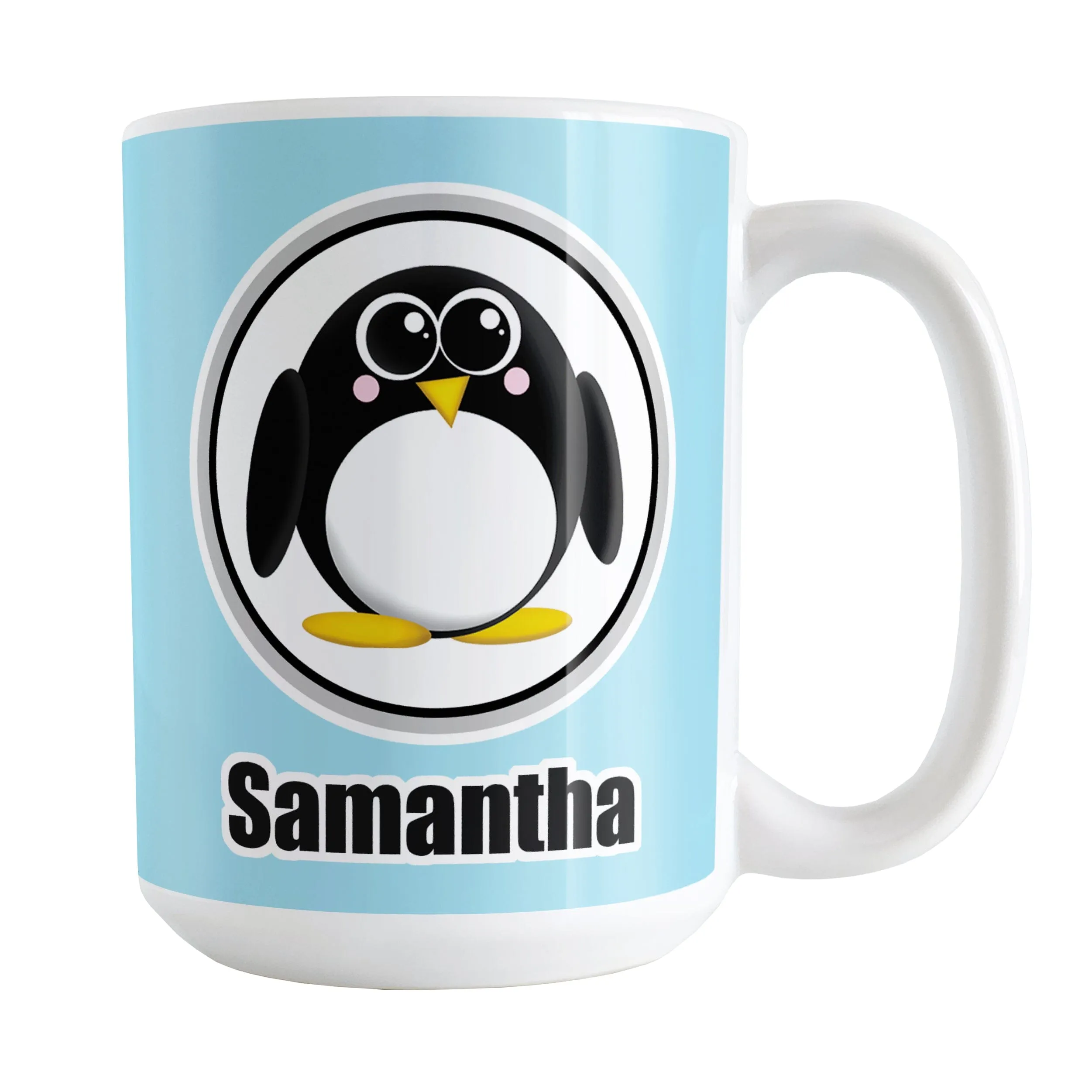 Personalized Adorable Light Blue Penguin Mug