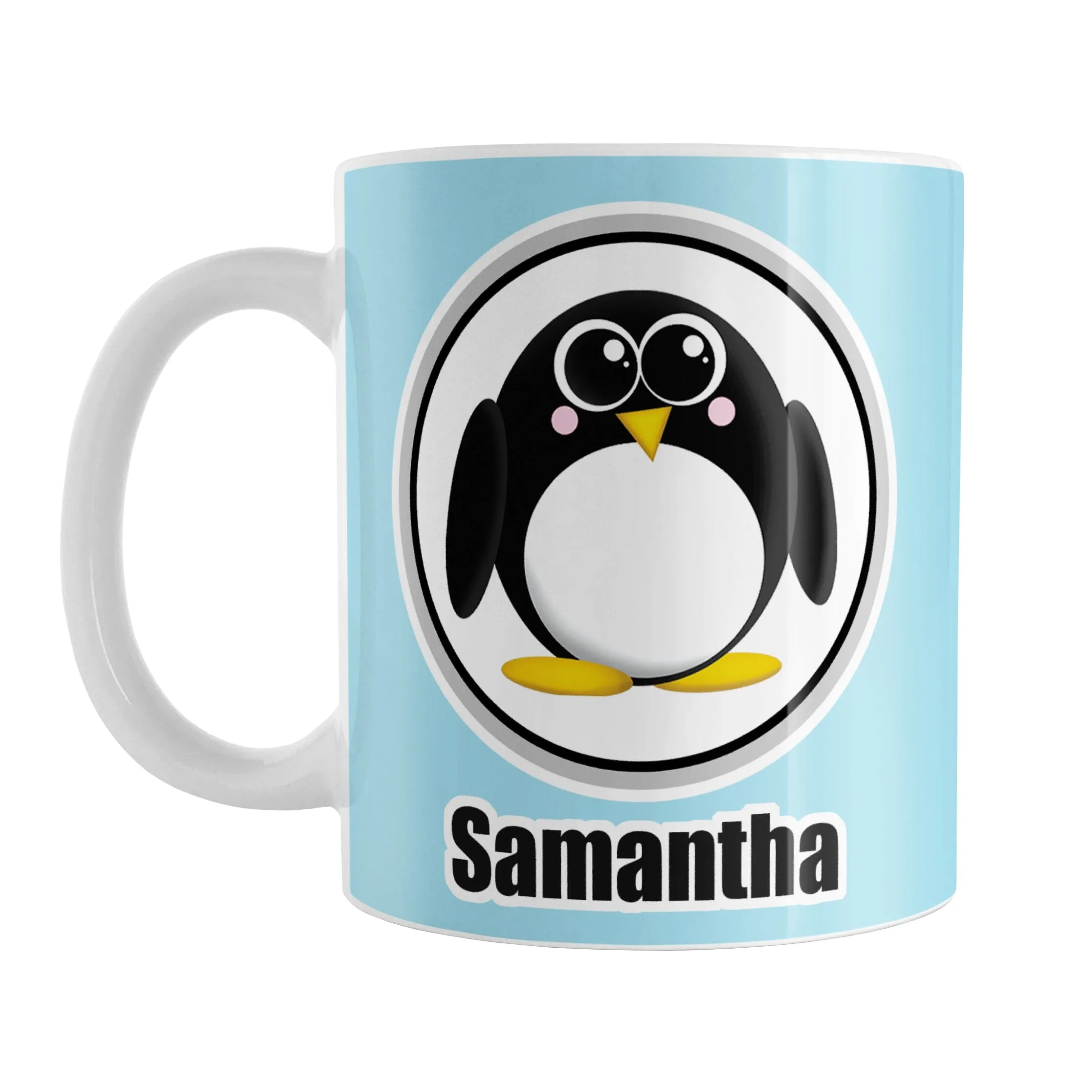 Personalized Adorable Light Blue Penguin Mug