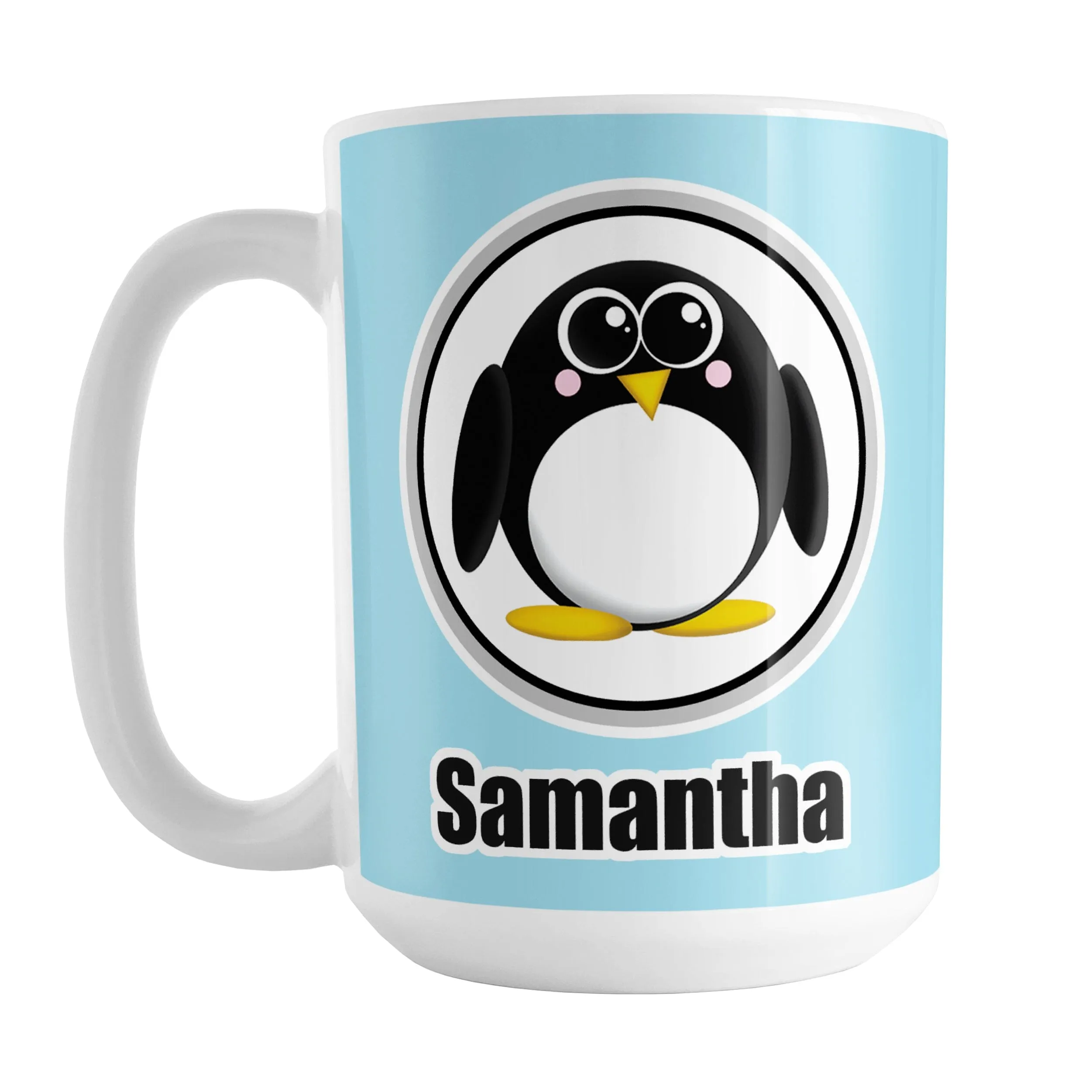 Personalized Adorable Light Blue Penguin Mug