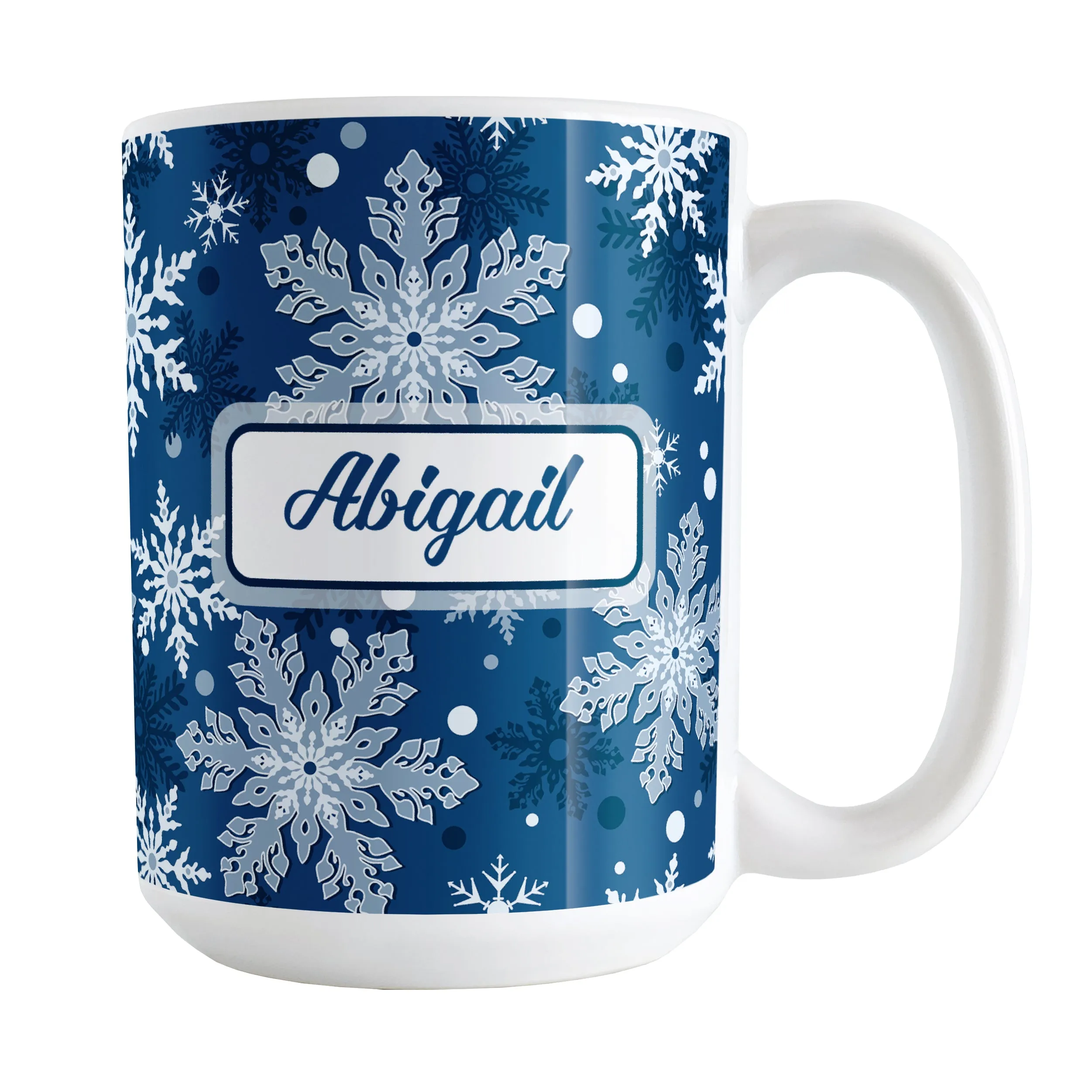 Personalized Classic Blue Snowflake Winter Mug