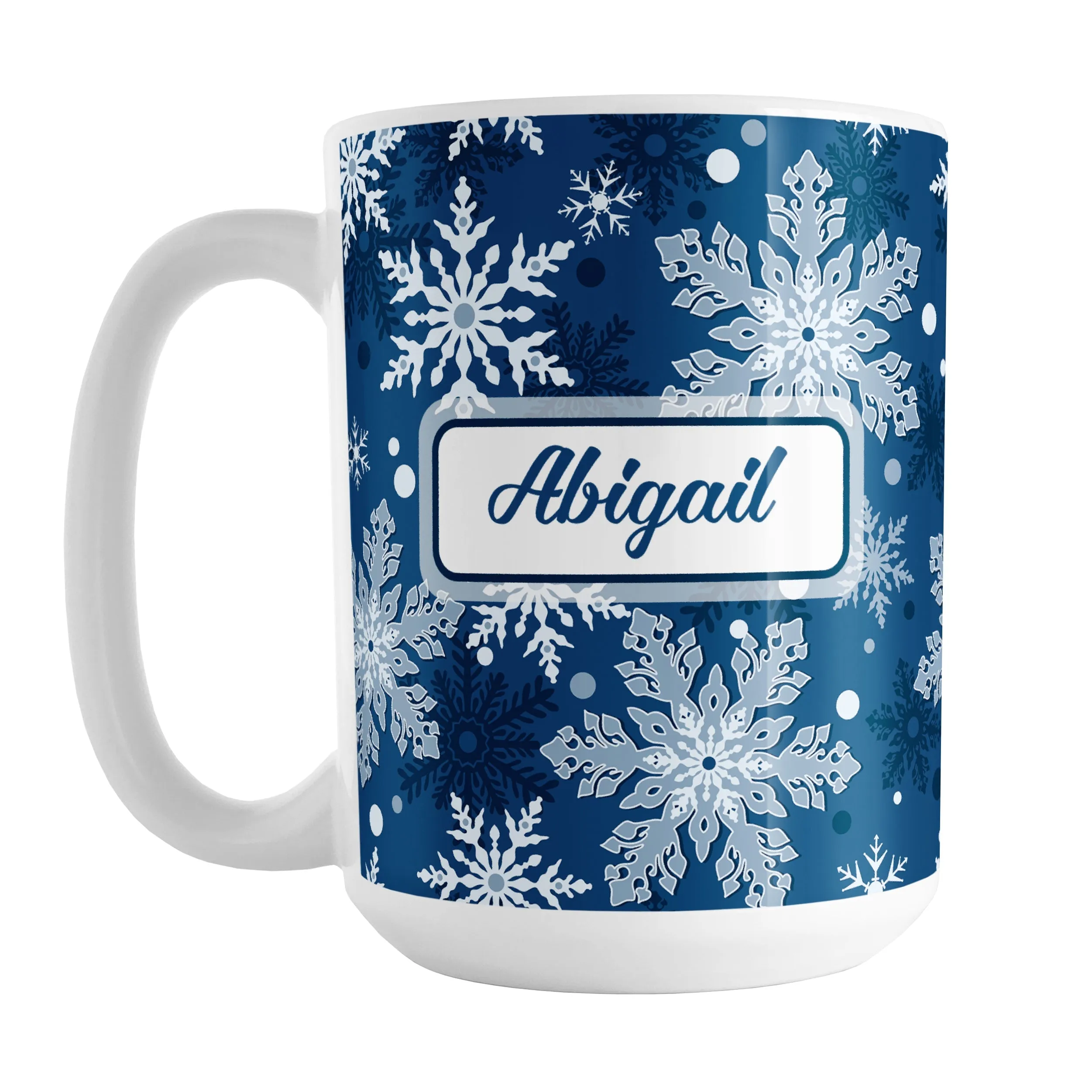 Personalized Classic Blue Snowflake Winter Mug