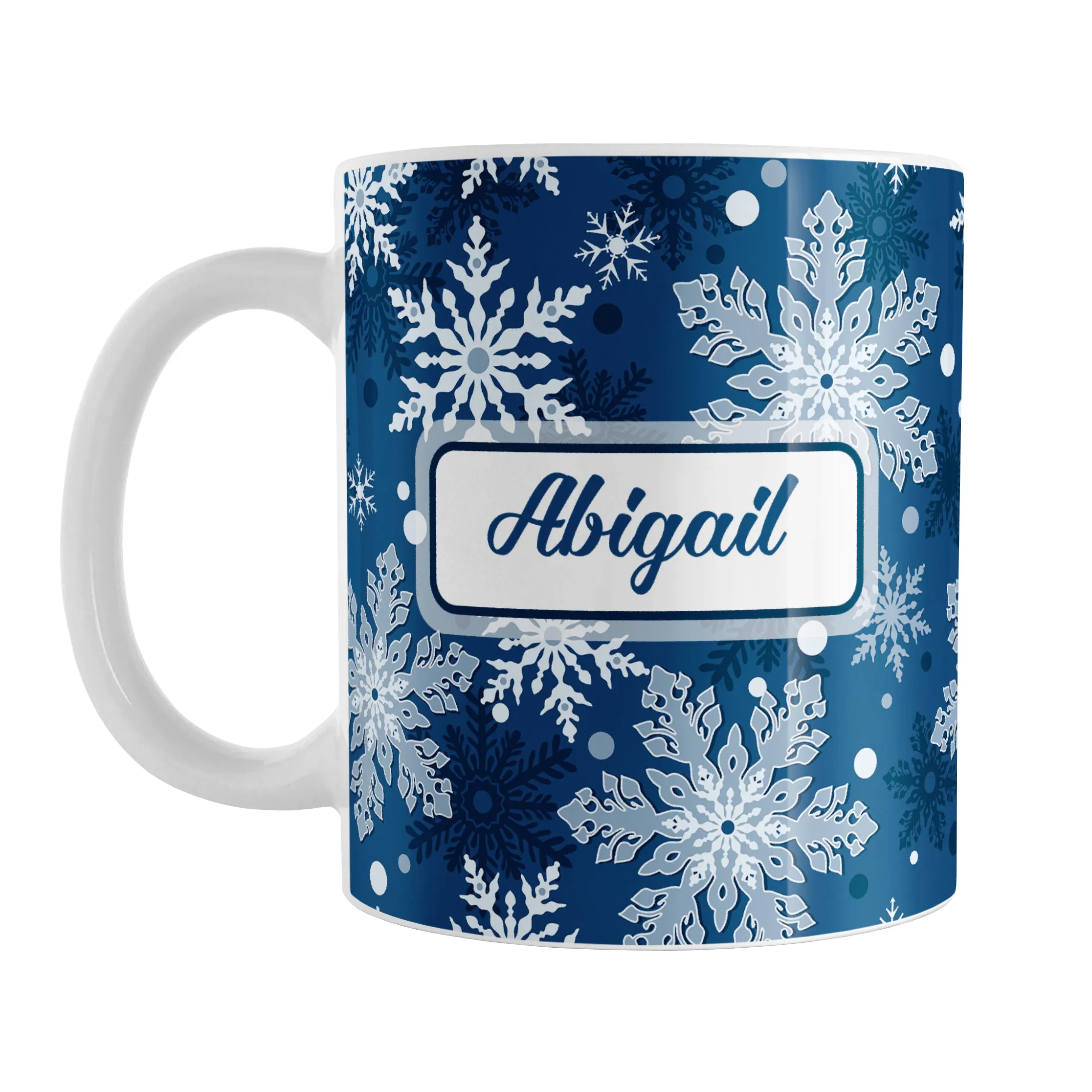 Personalized Classic Blue Snowflake Winter Mug