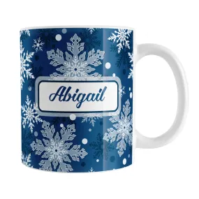 Personalized Classic Blue Snowflake Winter Mug