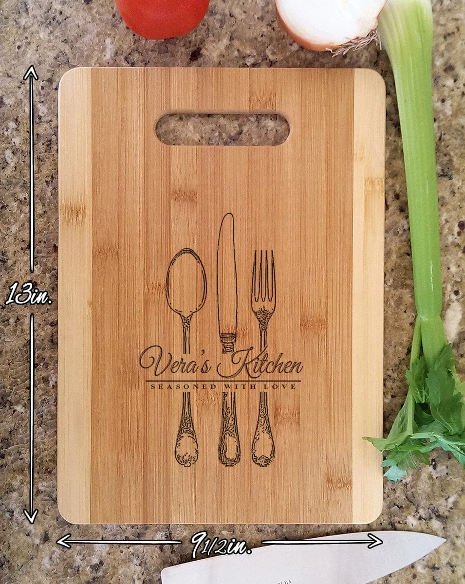 Personalized Kitchen Seasoned With Love Cutting Board Housewarming Christmas Gift Idea For Mothers Day, Kitchen Decor Wall Decor Aunt Sister