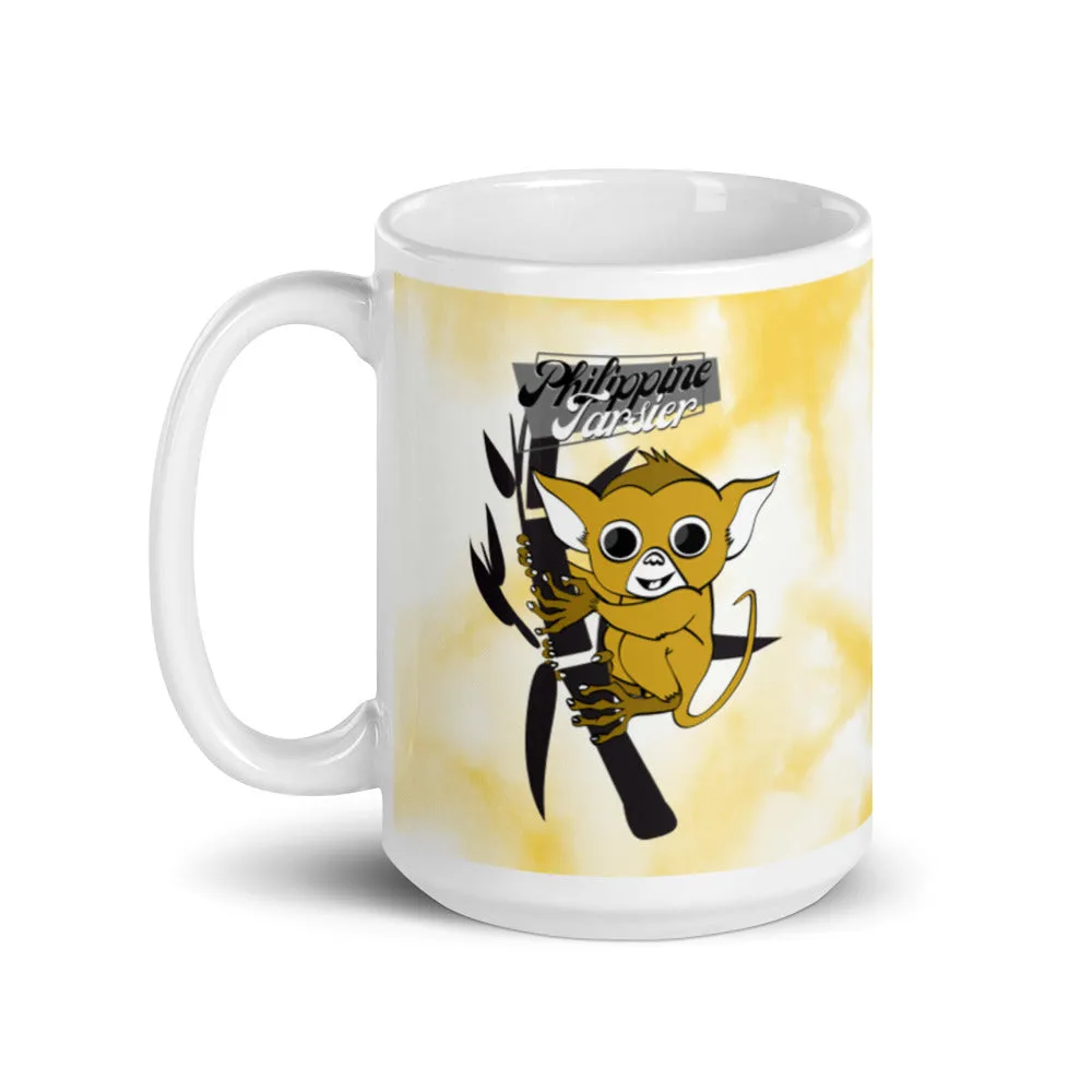 Philippine Tarsier Tye-Die White Glossy Mug