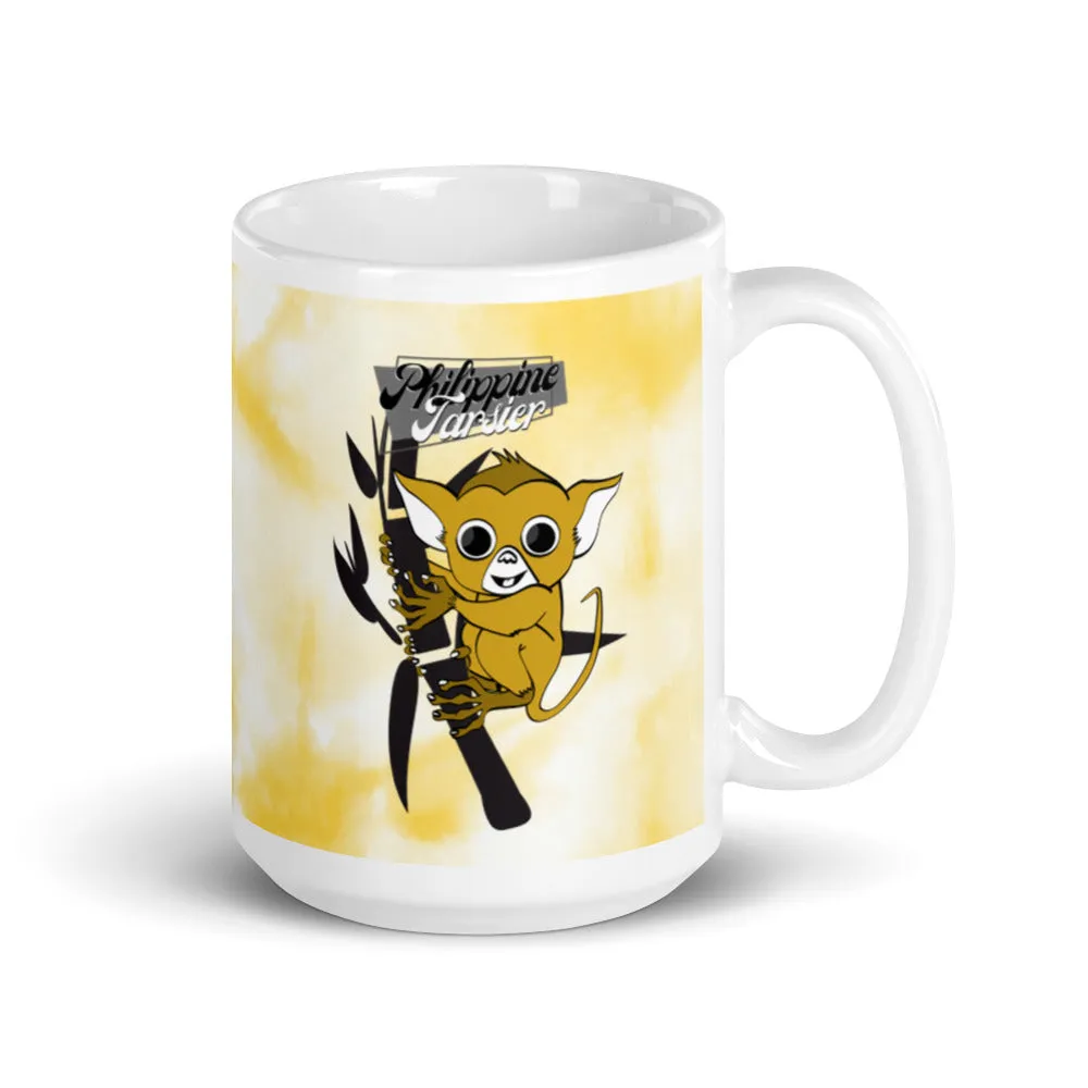 Philippine Tarsier Tye-Die White Glossy Mug