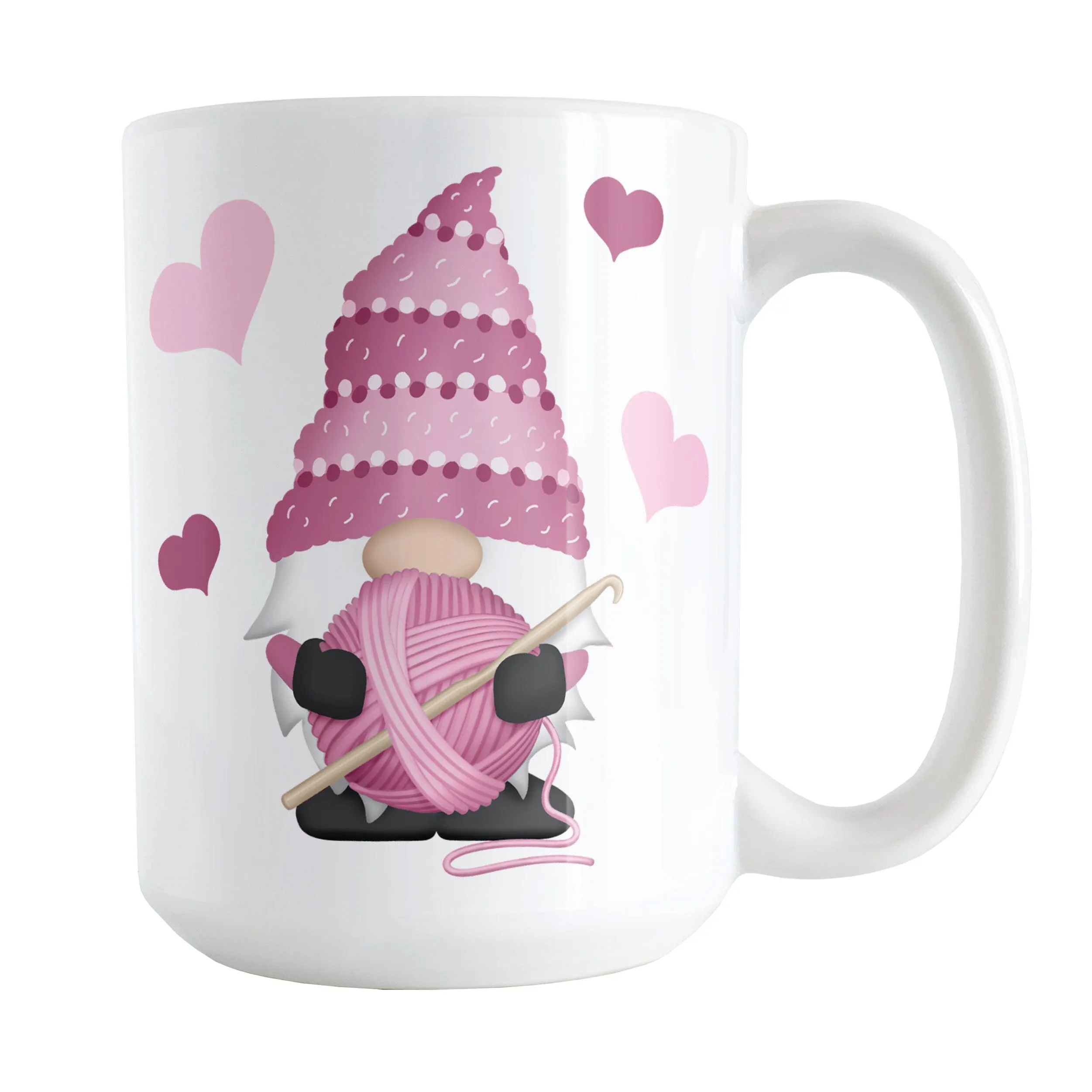 Pink Crochet Gnome Mug