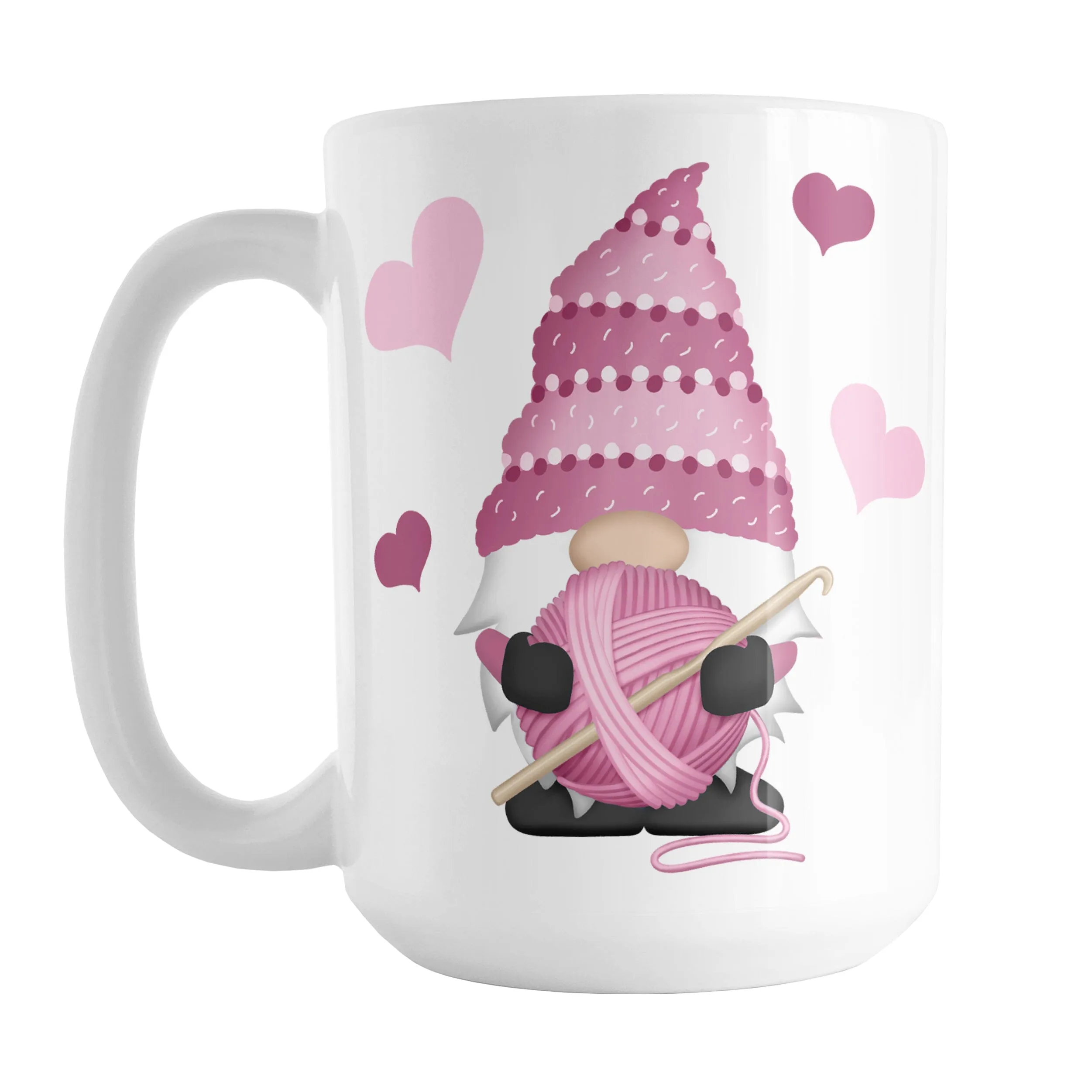 Pink Crochet Gnome Mug