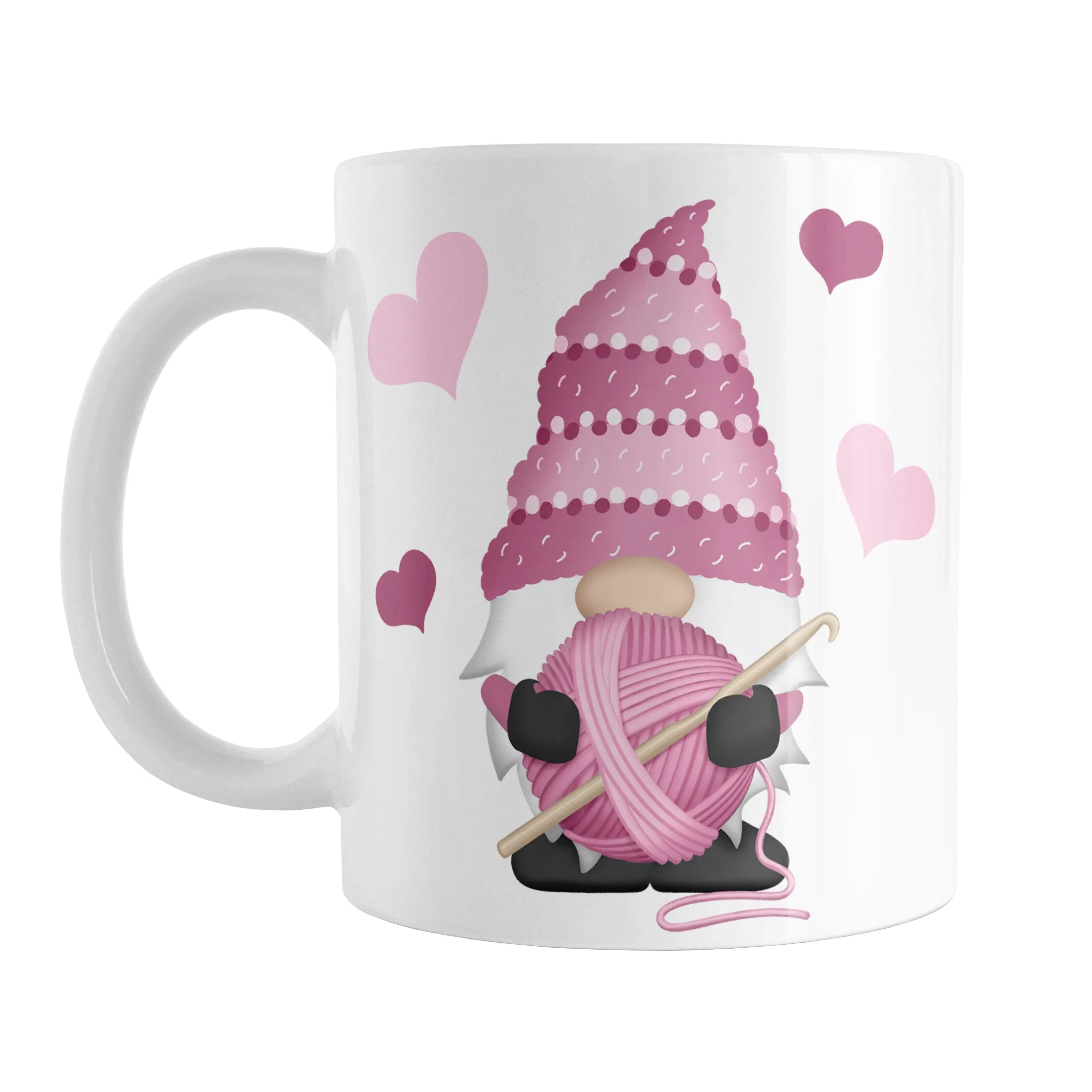 Pink Crochet Gnome Mug