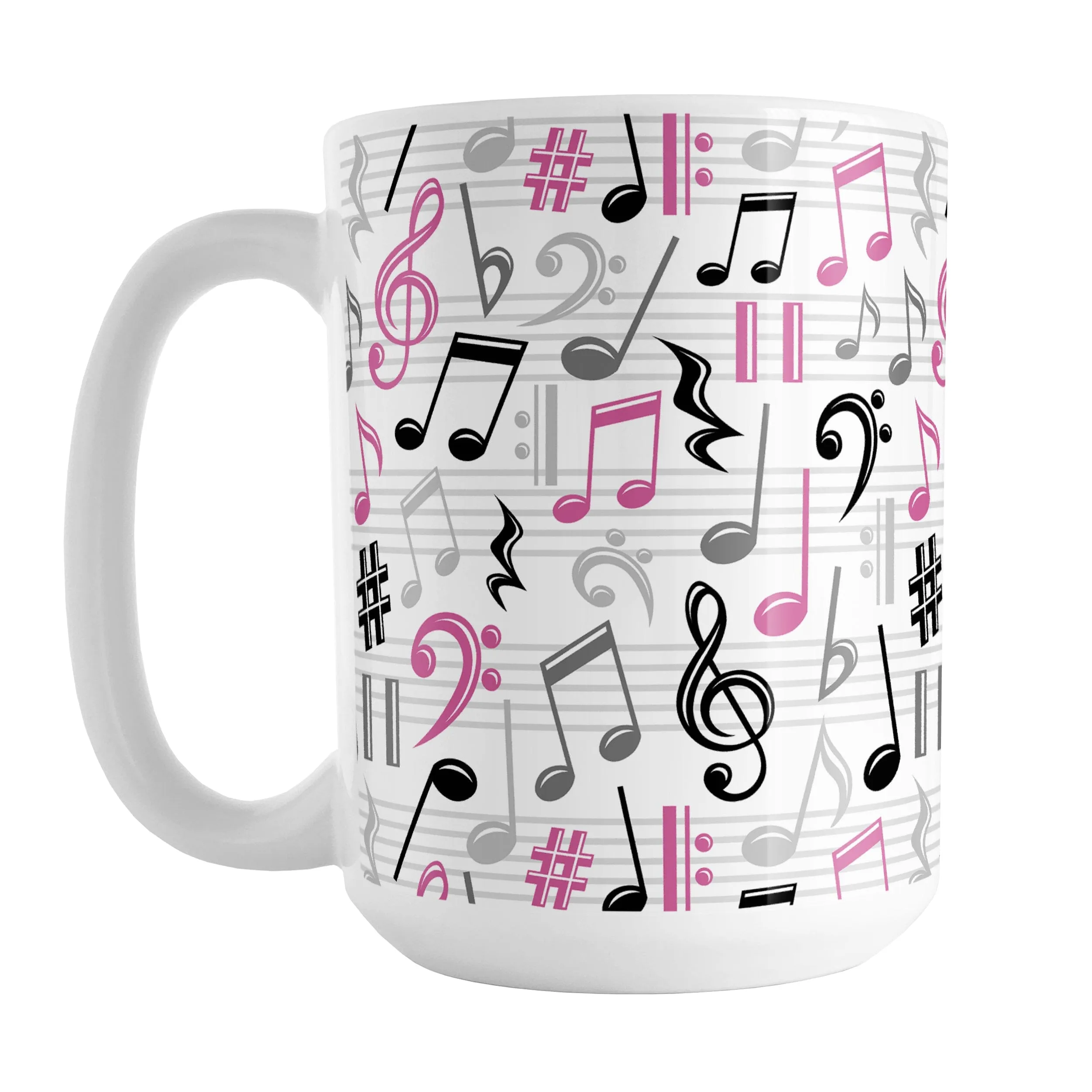 Pink Music Notes Pattern Mug