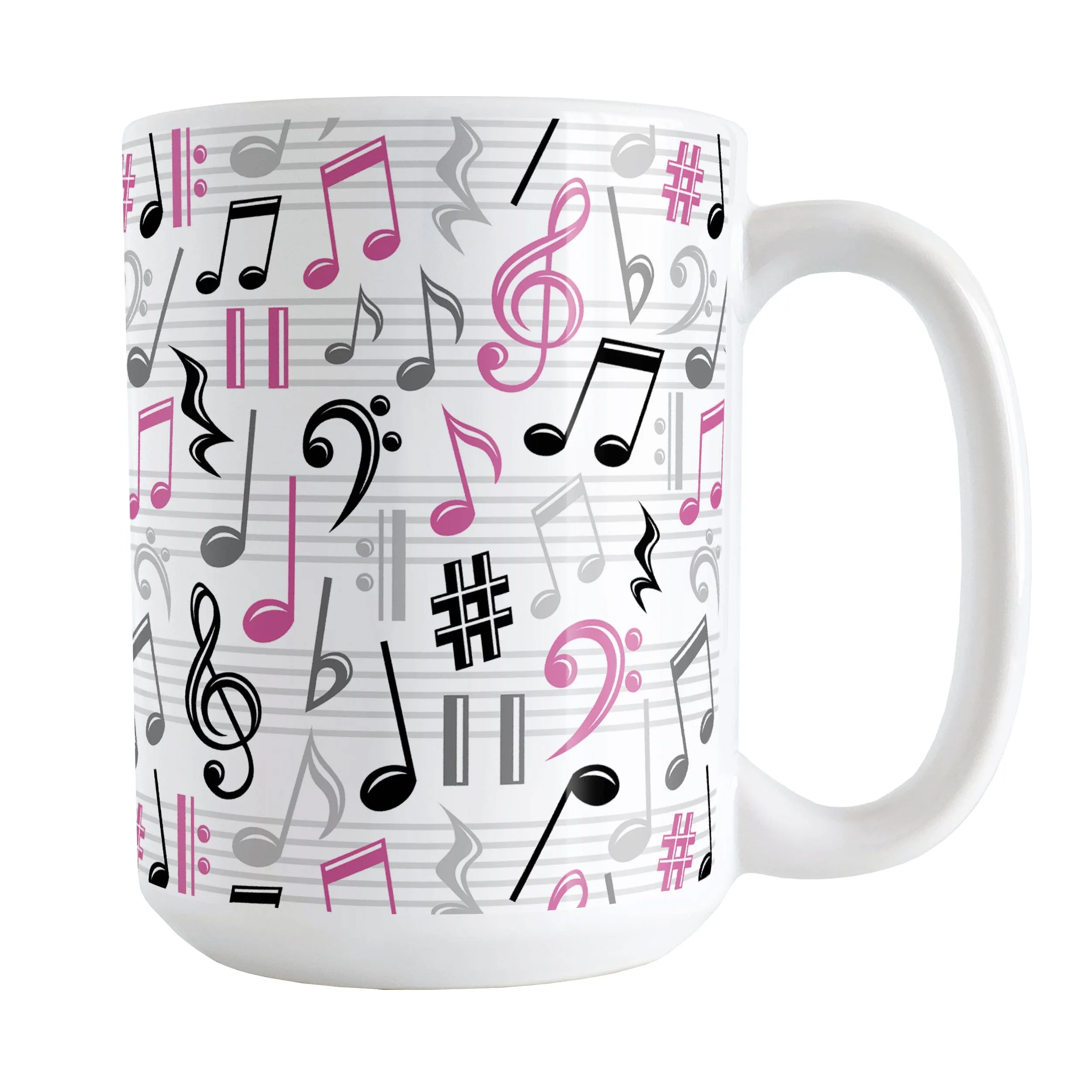 Pink Music Notes Pattern Mug