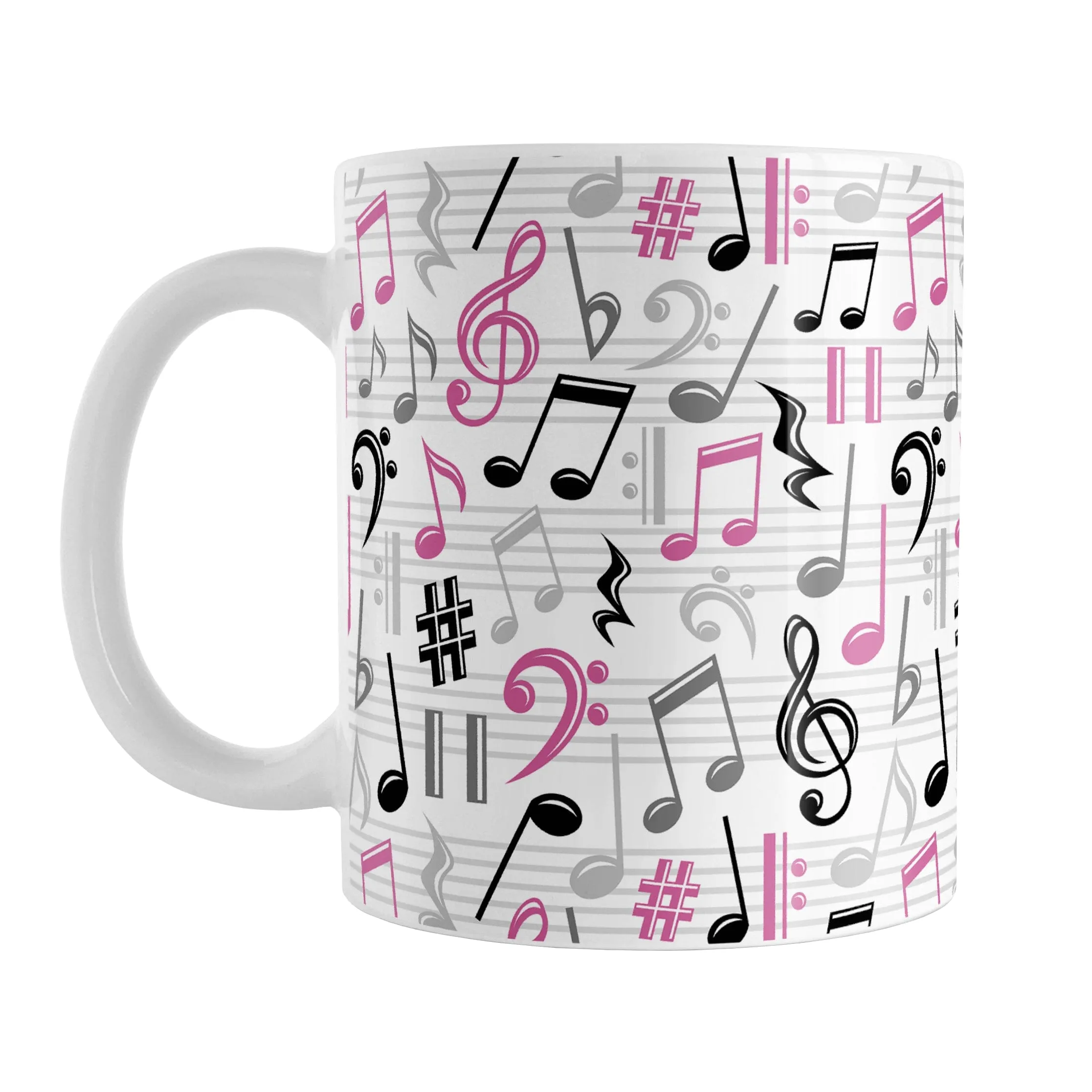 Pink Music Notes Pattern Mug