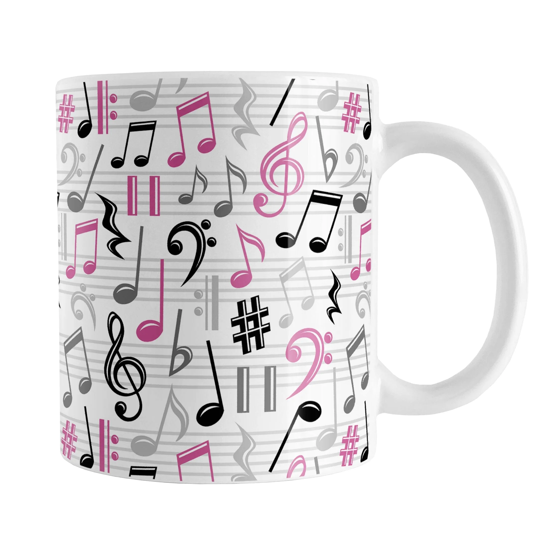 Pink Music Notes Pattern Mug