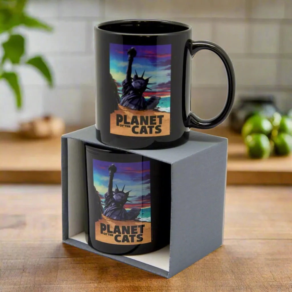 Planet of the Cats Black Mug