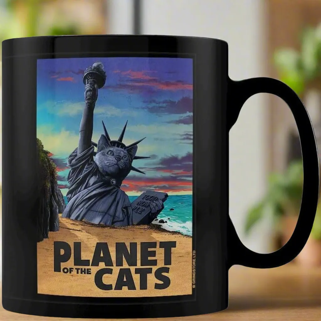 Planet of the Cats Black Mug