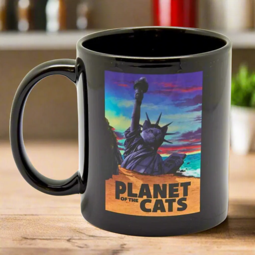 Planet of the Cats Black Mug