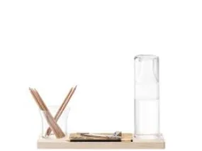 Plateau Duo Set L37.5cm Clear/Ash/Cork *