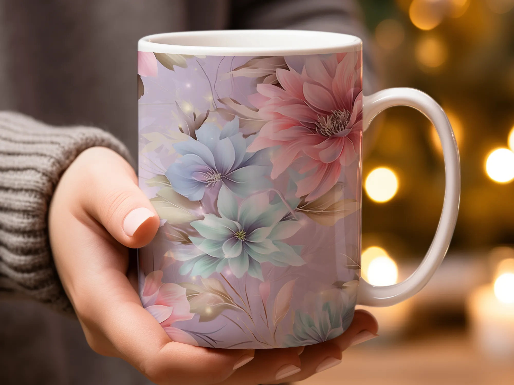 Pretty Multicolored Flowers Coffee Mug, Floral Coffee Cup, Wildflower Mug Gift for Women, Flower Lover Mug